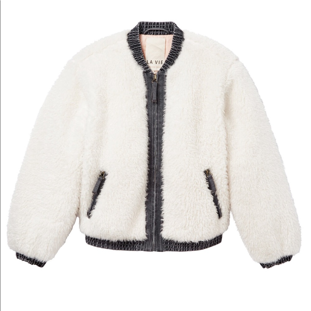 Rebecca Taylor La Vie Fur and denim jacket